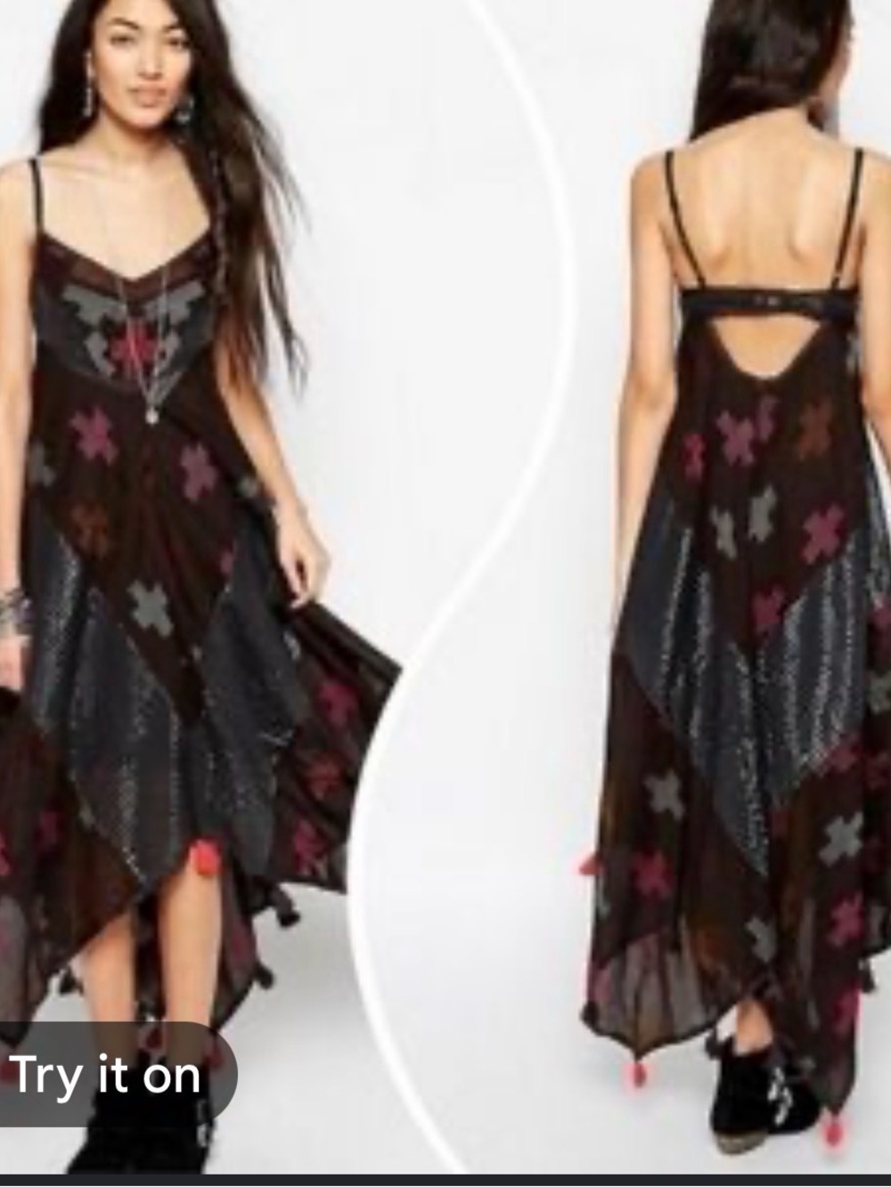Free People Crossing Paths Embroidered Hankerchief Dress